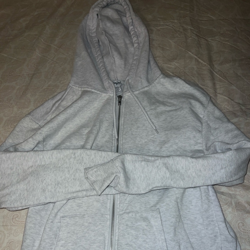 Light Gray Zip-Up Hoodie Size S
